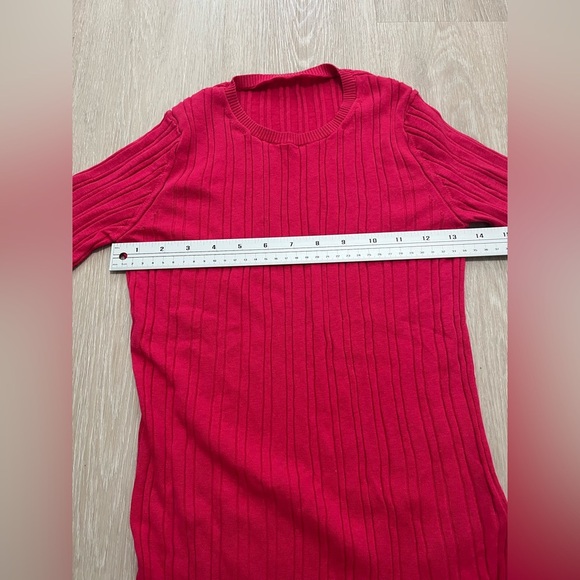 COS Ribbed Knit Silk T-Shirt Top Fuschia Hot Pink - Picture 6 of 9